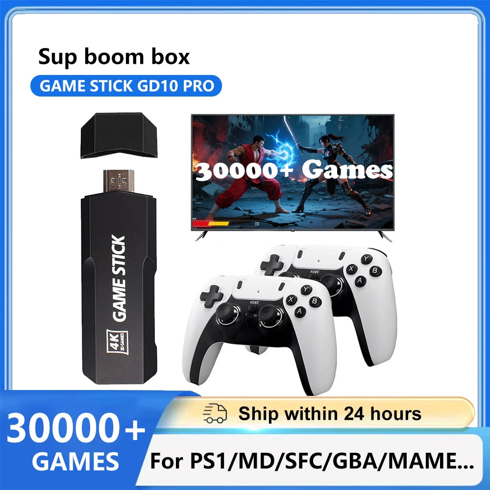 GD10 PRO Video Game Console 4K HD 2.4G Double Wireless Controller TV Game Stick 256GB 40000 Games Retro Games Boy Christmas Gift HHFMpro