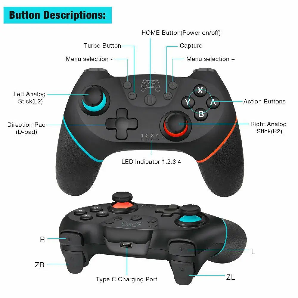 Switch Pro Controller Wireless Bluetooth Gamepad Joystick For Nintend Switch Console Pro Host With 6-axis vibration game Handle HHFMpro