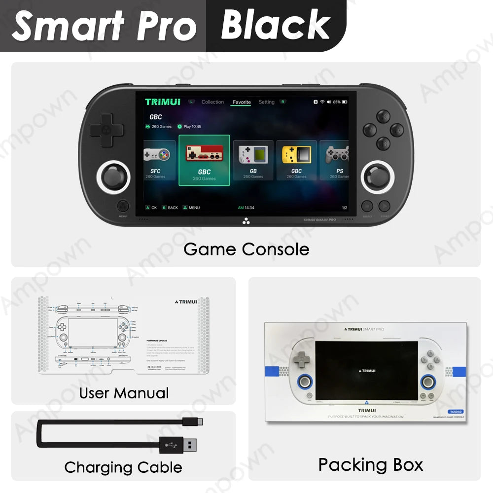 Trimui Smart Pro Handheld Game Console 4.96''IPS Screen Linux System Joystick RGB Lighting Smartpro Retro Video Game Player Gift HHFMpro