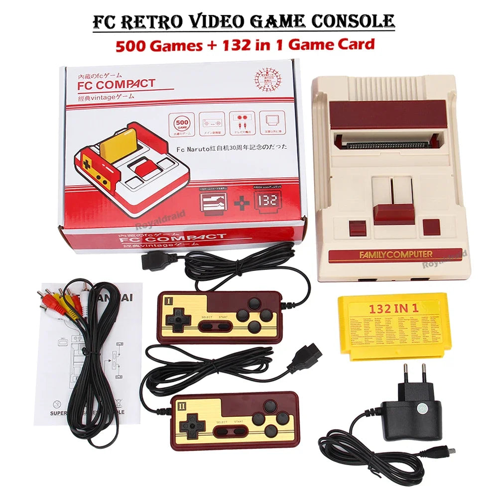 NEW 8Bit Video Game Consol Built-in 500 Classic Games Family Computer TV Game Console Support Game Cartridge For FC Retro Gaming HHFMpro