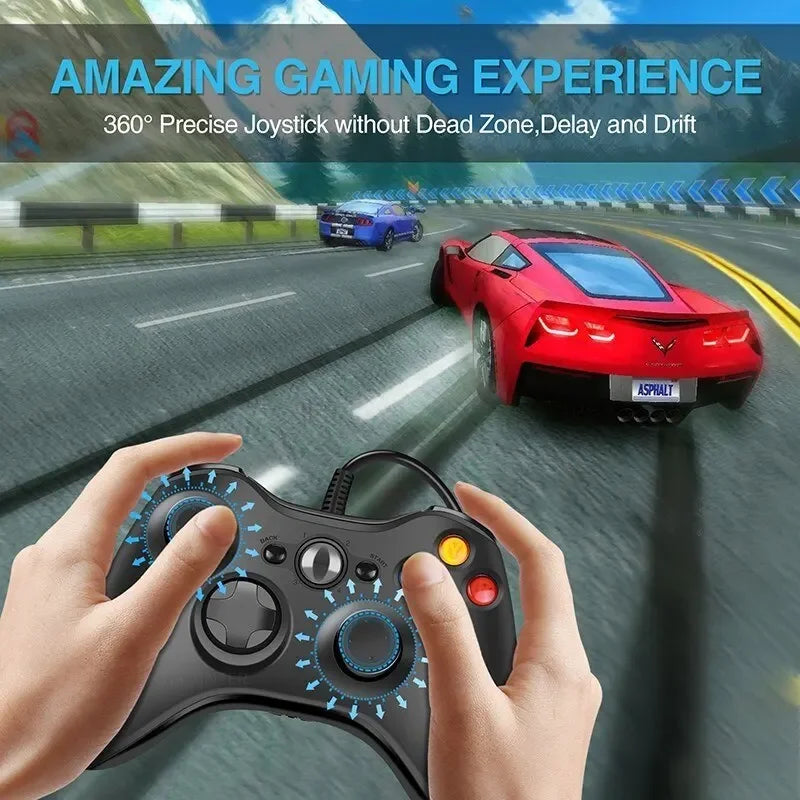 For Xbox 360 Wired Game Controller USB Wired Joystic Gamepad for Microsoft Xbox 360, PC Windows 7,8,10 with Dual-Vibration Turbo HHFMpro