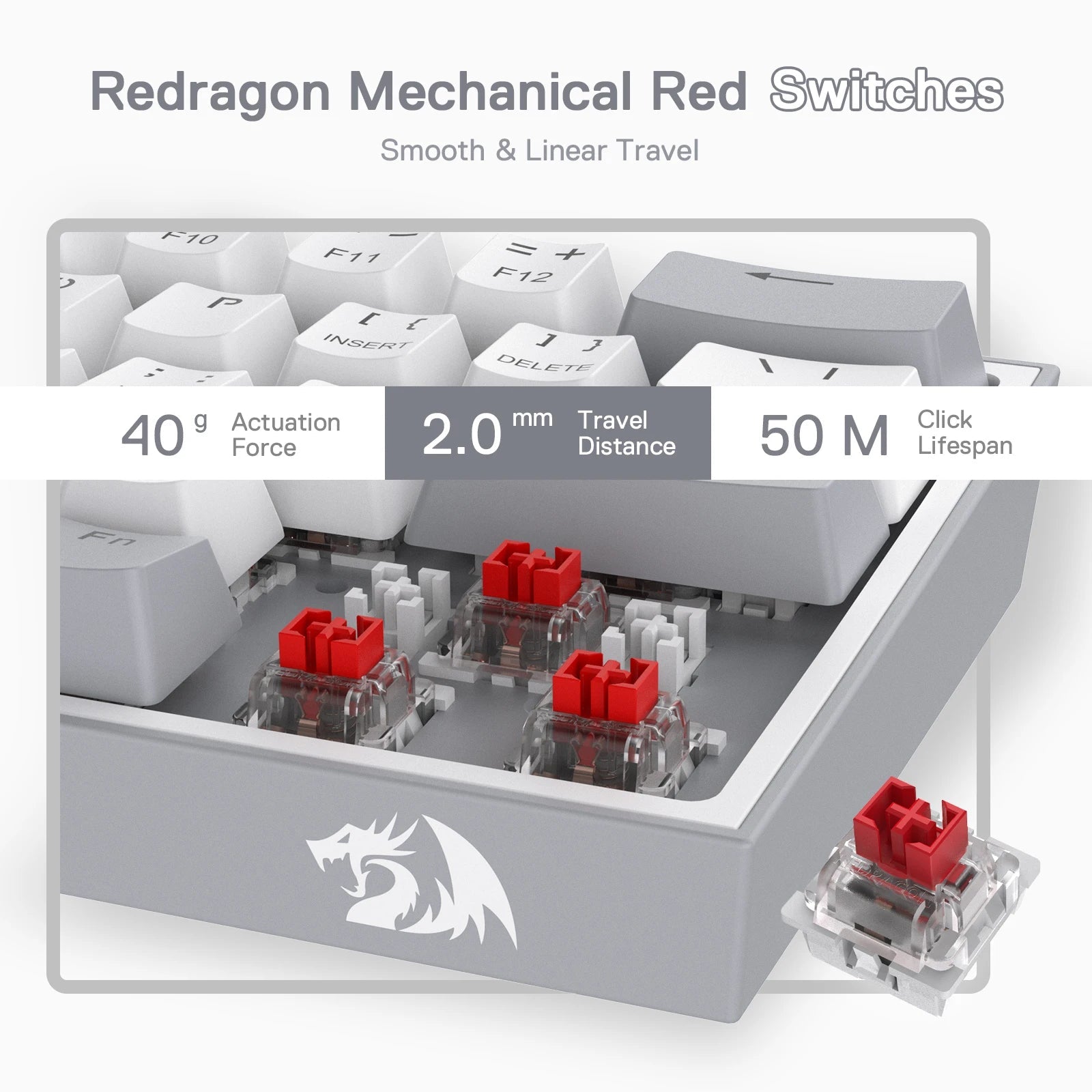 Redragon K617 Fizz 60% Wired RGB Gaming Keyboard, 61 Keys Hot-Swap Compact Mechanical Keyboard Red Switch HHFMpro