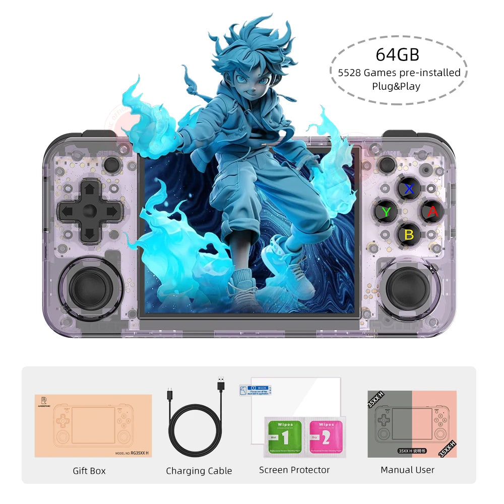 ANBERNIC RG35XX H Hand-held Consoles For Playing Video Games 3.5-inch IPS 640*480 Screen Retro Game Player 3300 mAh 5000+ Games HHFMpro