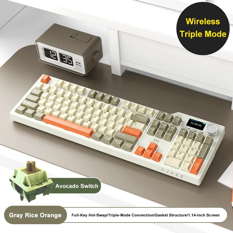 NEW Ajazz AK35I V3 MAX Tri-mode Wired Bluetooth Wireless Gaming Keyboard Gasket Full Key Hot Swap 104 Keys Customized Keyboard HHFMpro