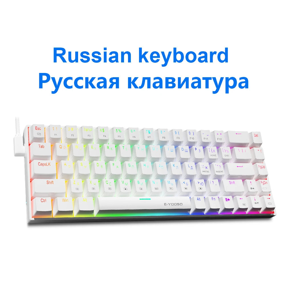 E-YOOSO Z686 RGB USB 60% Mini slim Mechanical Gaming Wired Keyboard Red Switch 68 Keys Gamer for Compute PC Laptop HHFMpro