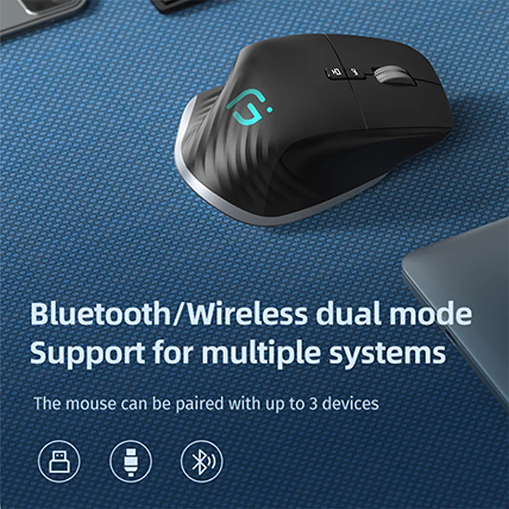 2.4G Wireless Mouse Bluetooth RGB Rechargeable Ergonomic Design Computer Mice For Computer Gaming Office HHFMpro