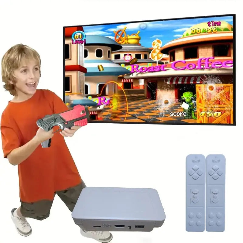 Game Console (with over 900 games), Retro Video Game Console for Kids and Adult TVs, Game Cartridge (with AR Gun games), 2 Handh HHFMpro
