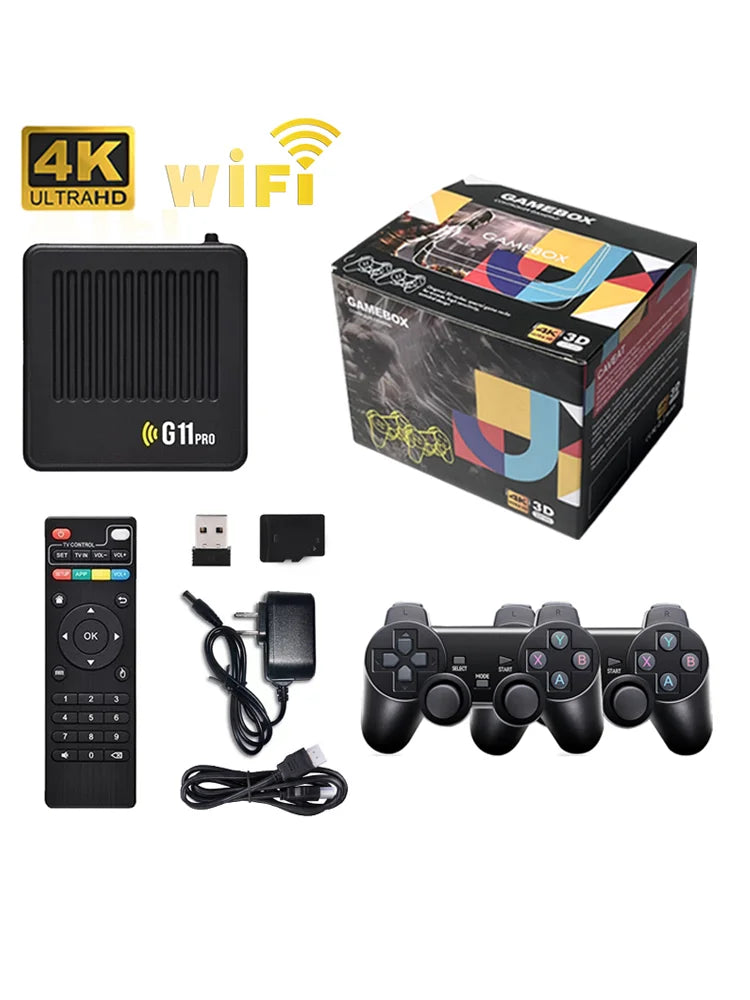 G11 Pro Game Box 4K HD TV Game Stick Video Game Console 128G Built in 40000 Retro Games Portable Game Player Wireless Gamepad HHFMpro