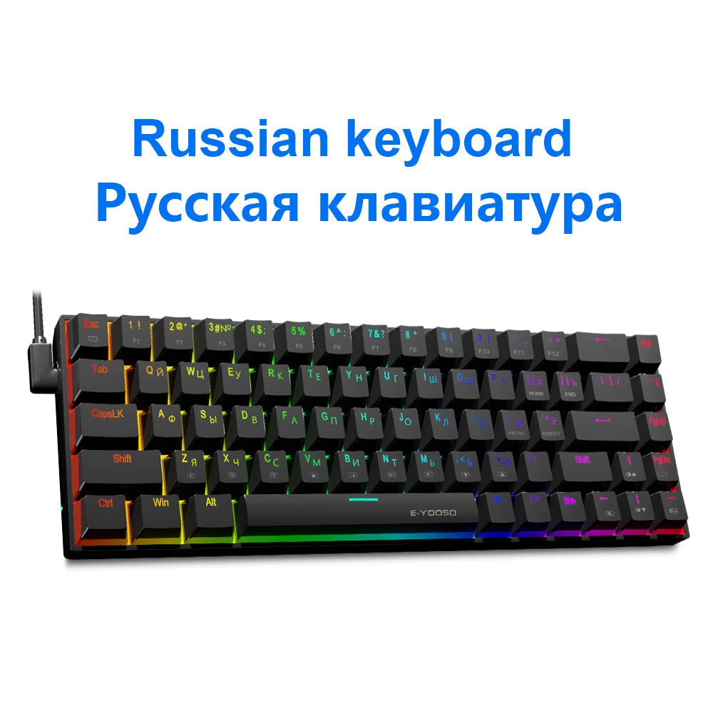 E-YOOSO Z686 RGB USB 60% Mini slim Mechanical Gaming Wired Keyboard Red Switch 68 Keys Gamer for Compute PC Laptop HHFMpro