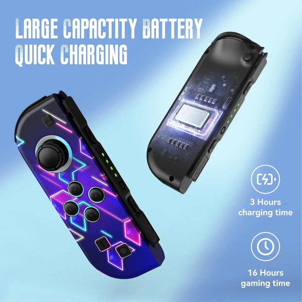 Gamepad For Nintendo Switch/OLED/Lite - RGB LED (L/R) Joypad , Turbo Dual Vibration Wireless Controller For NS Joycon HHFMpro