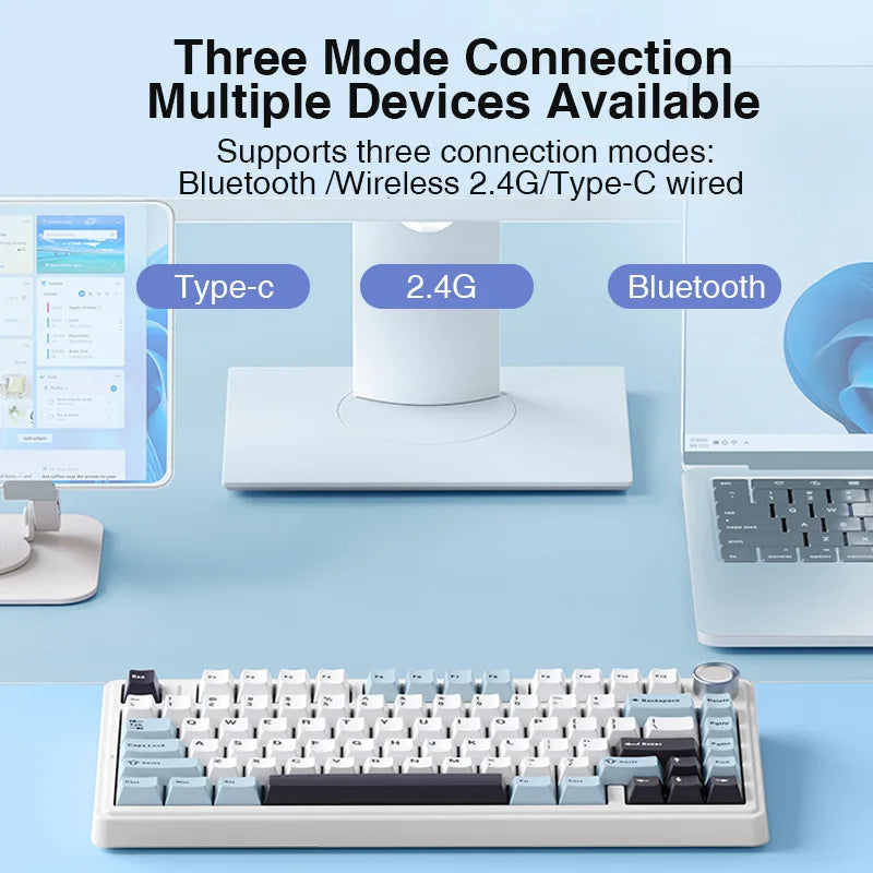 AULA F75 2.4G Wireless/Bluetooth/Wired Gaming Mechanical Keyboard RGB Customized 75% Layout OEM Profile Gasket Structure HHFMpro
