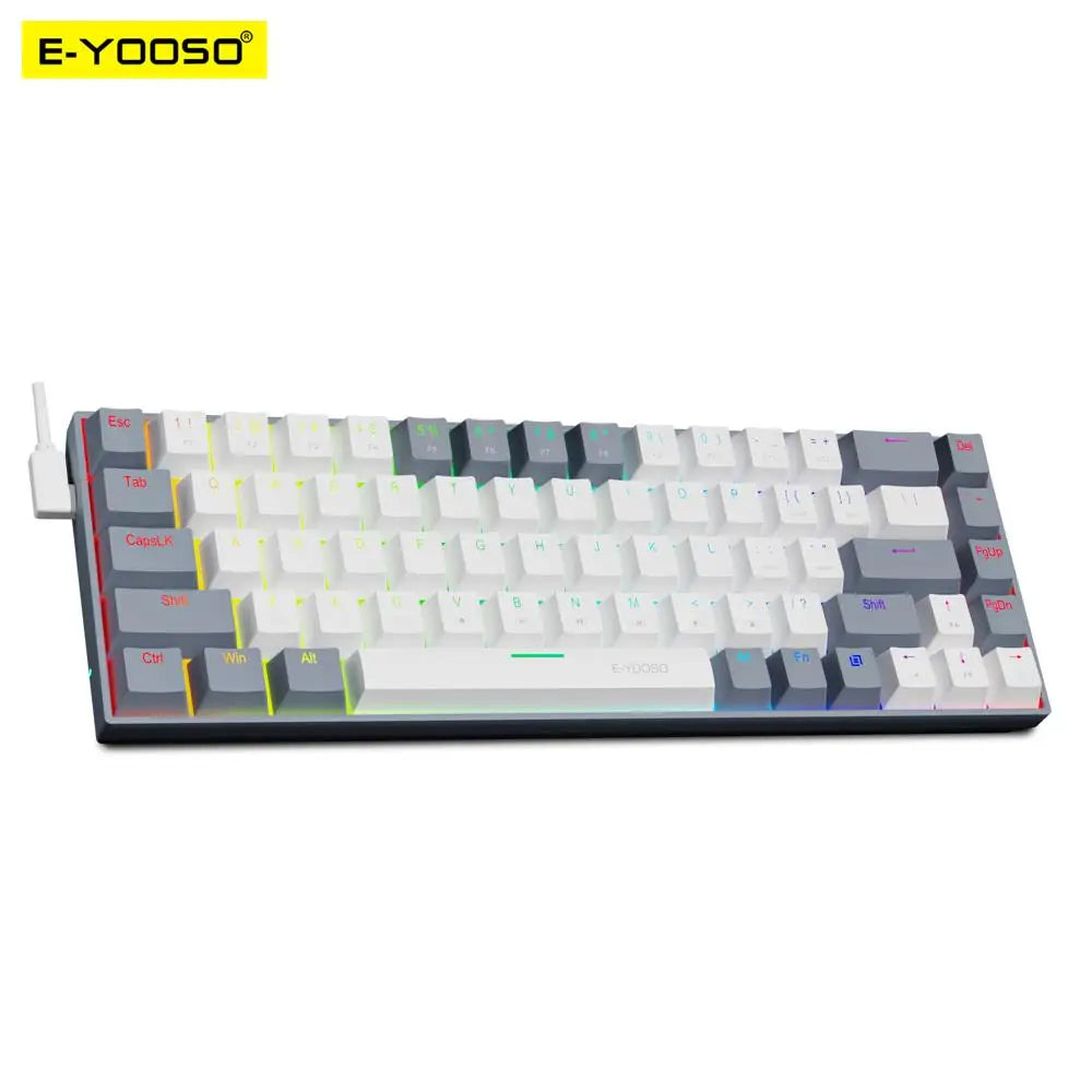 E-YOOSO Z686 RGB USB 60% Mini slim Mechanical Gaming Wired Keyboard Red Switch 68 Keys Gamer for Compute PC Laptop HHFMpro