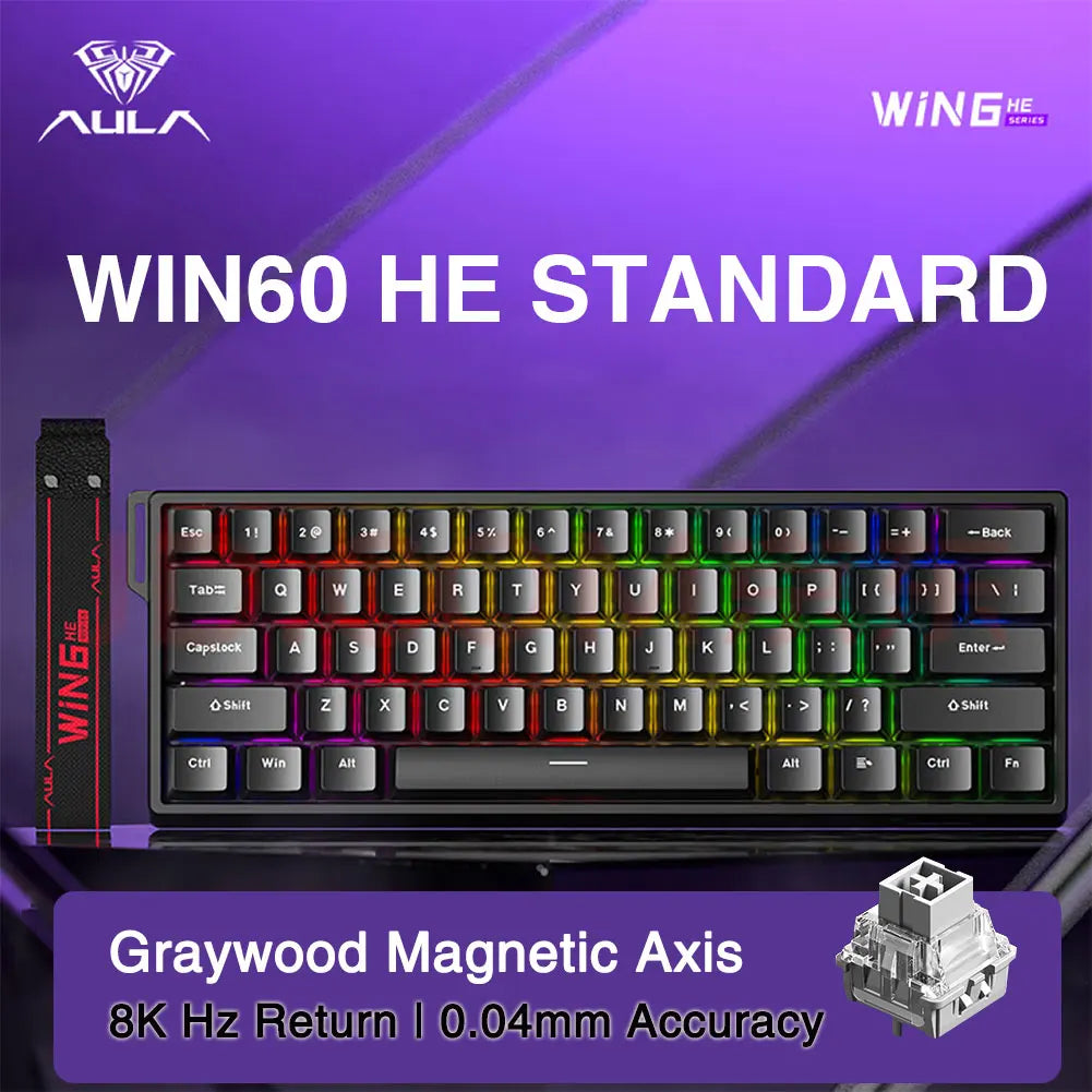 AULA WIN60 WIN68 HE Esports Magnetic Switch Keyboard Rapid Trigger 8K Return RGB Hotswap 60% 68% Custom Game Keyboard HHFMpro