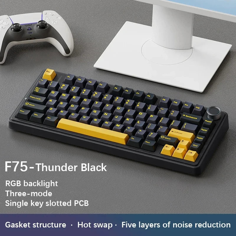 AULA F75 2.4G Wireless/Bluetooth/Wired Gaming Mechanical Keyboard RGB Customized 75% Layout OEM Profile Gasket Structure HHFMpro