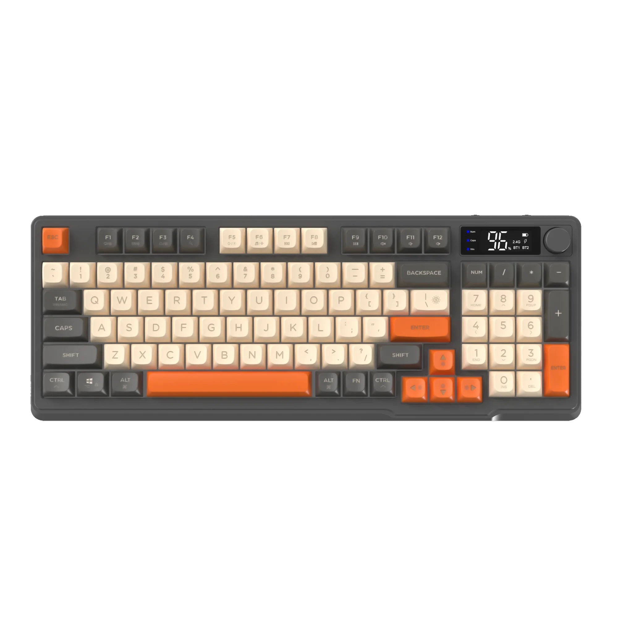 ZIYOU LANG Wireless Gaming Keyboard with Display Screen & Knob, Bluetooth/2.4GHz Quiet Membrane Keyboard, 3000mAh Rechargeable HHFMpro