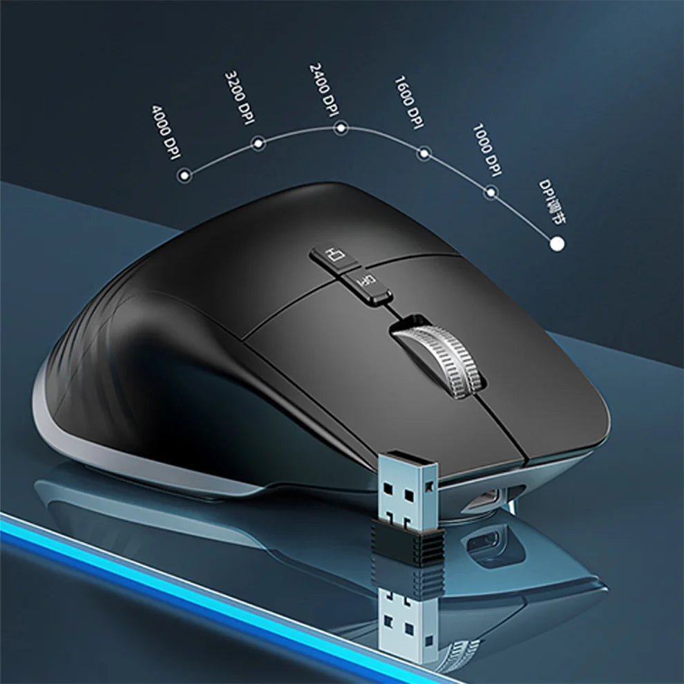 2.4G Wireless Mouse Bluetooth RGB Rechargeable Ergonomic Design Computer Mice For Computer Gaming Office HHFMpro