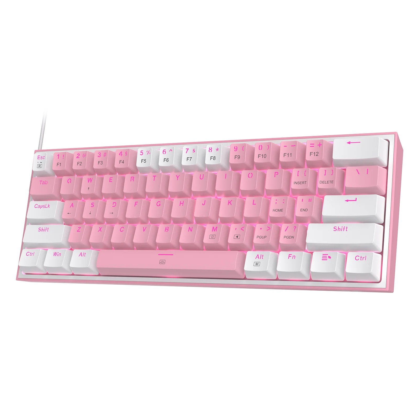 Redragon K617 Fizz 60% Wired RGB Gaming Keyboard, 61 Keys Hot-Swap Compact Mechanical Keyboard Red Switch HHFMpro