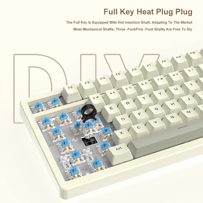 Ajazz AK992 Wired Mechanical Keyboard 98-Key Full Layout  Hot-Swap USB Gaming keyboard Multimedia Key Knob for Desktop PC Laptop HHFMpro