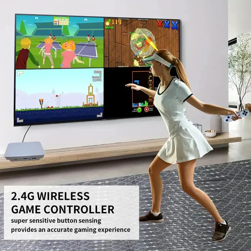 Game Console (with over 900 games), Retro Video Game Console for Kids and Adult TVs, Game Cartridge (with AR Gun games), 2 Handh HHFMpro