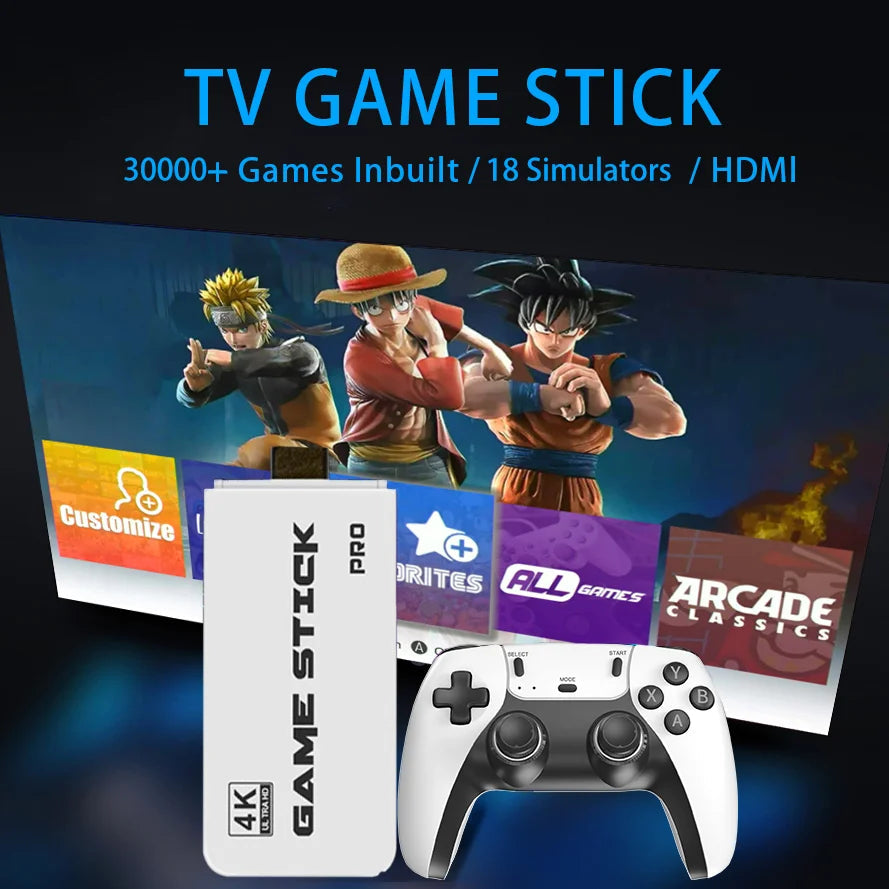 4K TV Game Stick M15 Video Game Console Built-in 40000+/50000 Games 128G Handheld Game Player Wireless Controller Retro Gamepad HHFMpro