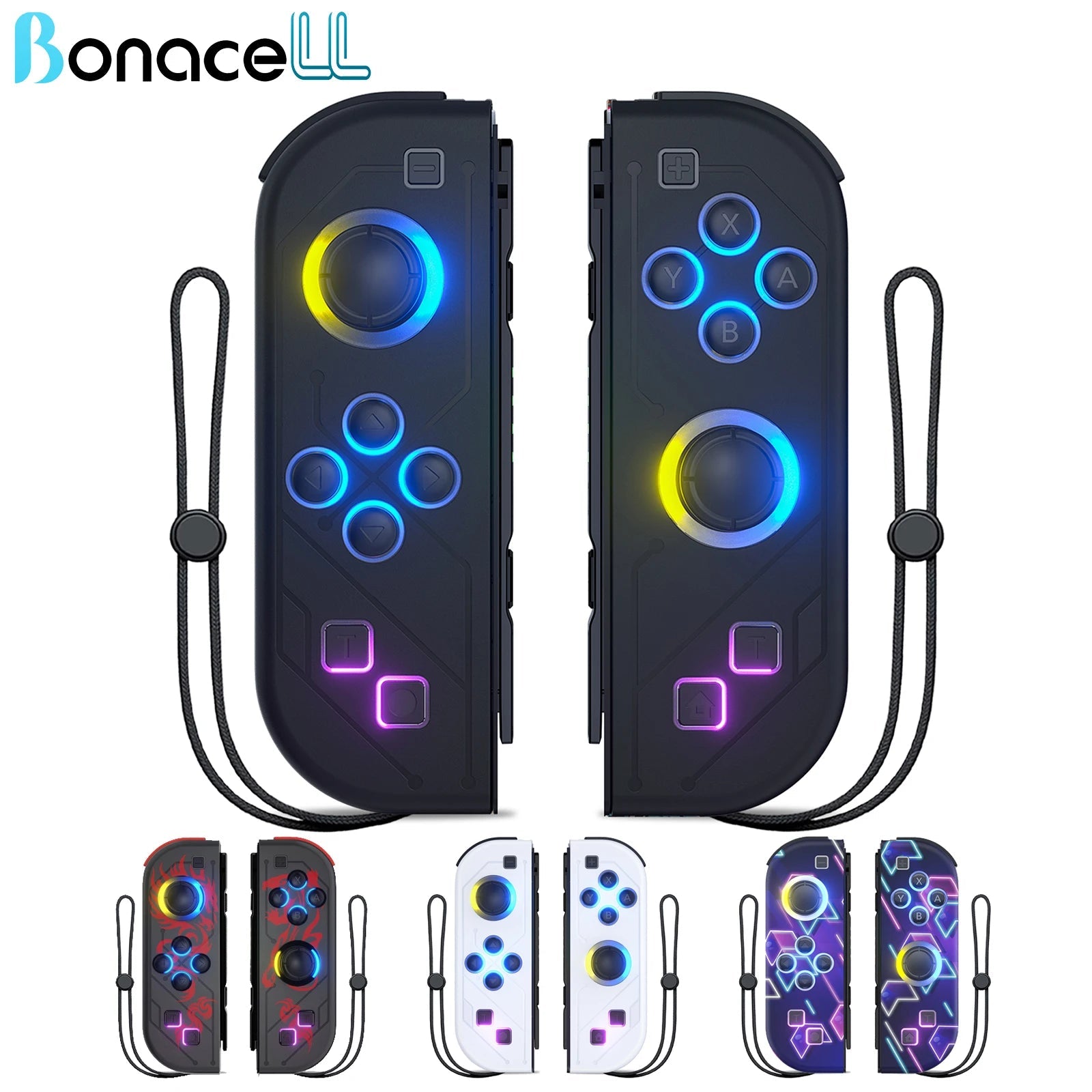 Gamepad For Nintendo Switch/OLED/Lite - RGB LED (L/R) Joypad , Turbo Dual Vibration Wireless Controller For NS Joycon HHFMpro