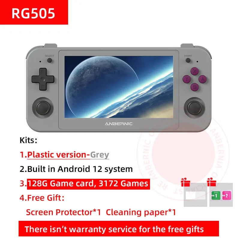 ANBERNIC RG505 Handheld Game Console Android 12 Unisoc Tiger T618 Built-in 128G Pre-Loaded 3172 Games 4.95 Inch OLED Screen HHFMpro