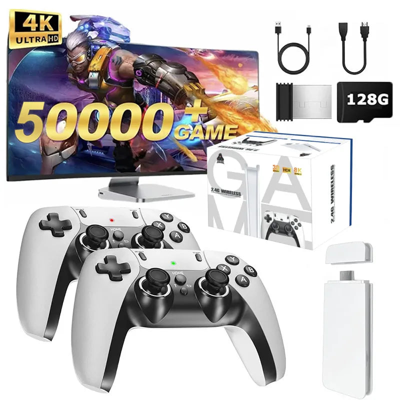 4K TV Game Stick M15 Video Game Console Built-in 40000+/50000 Games 128G Handheld Game Player Wireless Controller Retro Gamepad HHFMpro