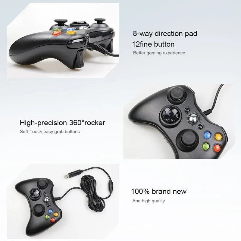 For Xbox 360 Wired Game Controller USB Wired Joystic Gamepad for Microsoft Xbox 360, PC Windows 7,8,10 with Dual-Vibration Turbo HHFMpro
