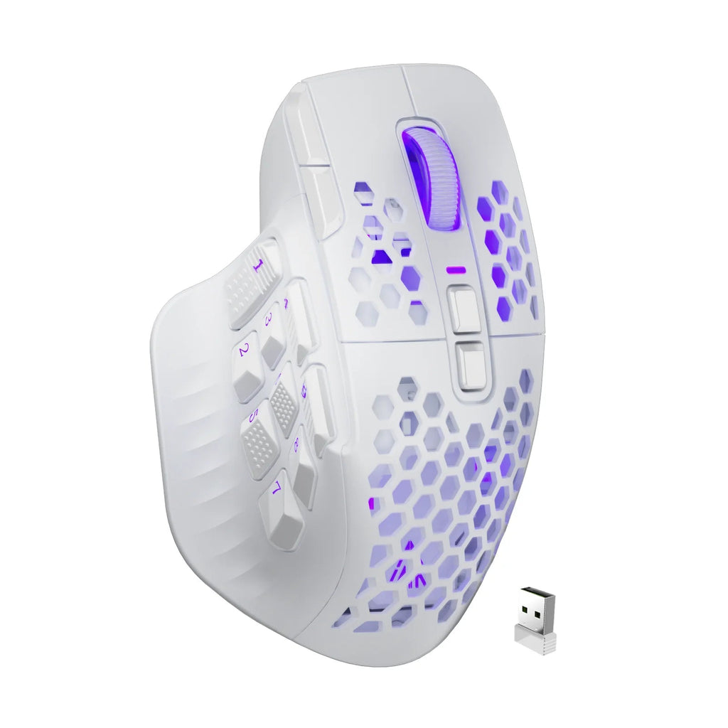SOLAKAKA SM809 Pro Wireless MMO Gaming Mouse PAW3311 16 Side Buttons 24000 DPI RGB Honeycomb Programmable Macro Wireless mouse HHFMpro