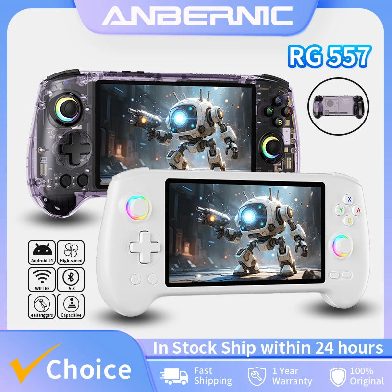 Anbernic RG557 Retro Handheld Game Console 5.48" AMOLED Dimensity 8300 Android Video Gaming Player Supports RixelHK 1080p Output HHFMpro