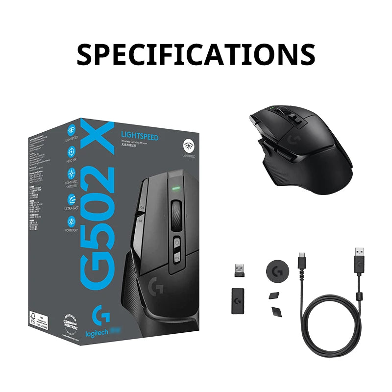 Logitech G502X PLUS Wireless Gaming Mouse Lightspeed 25K Hero Optical Sensor E-Sports Gaming Mouse For PC Gamer Accessoires Gift HHFMpro