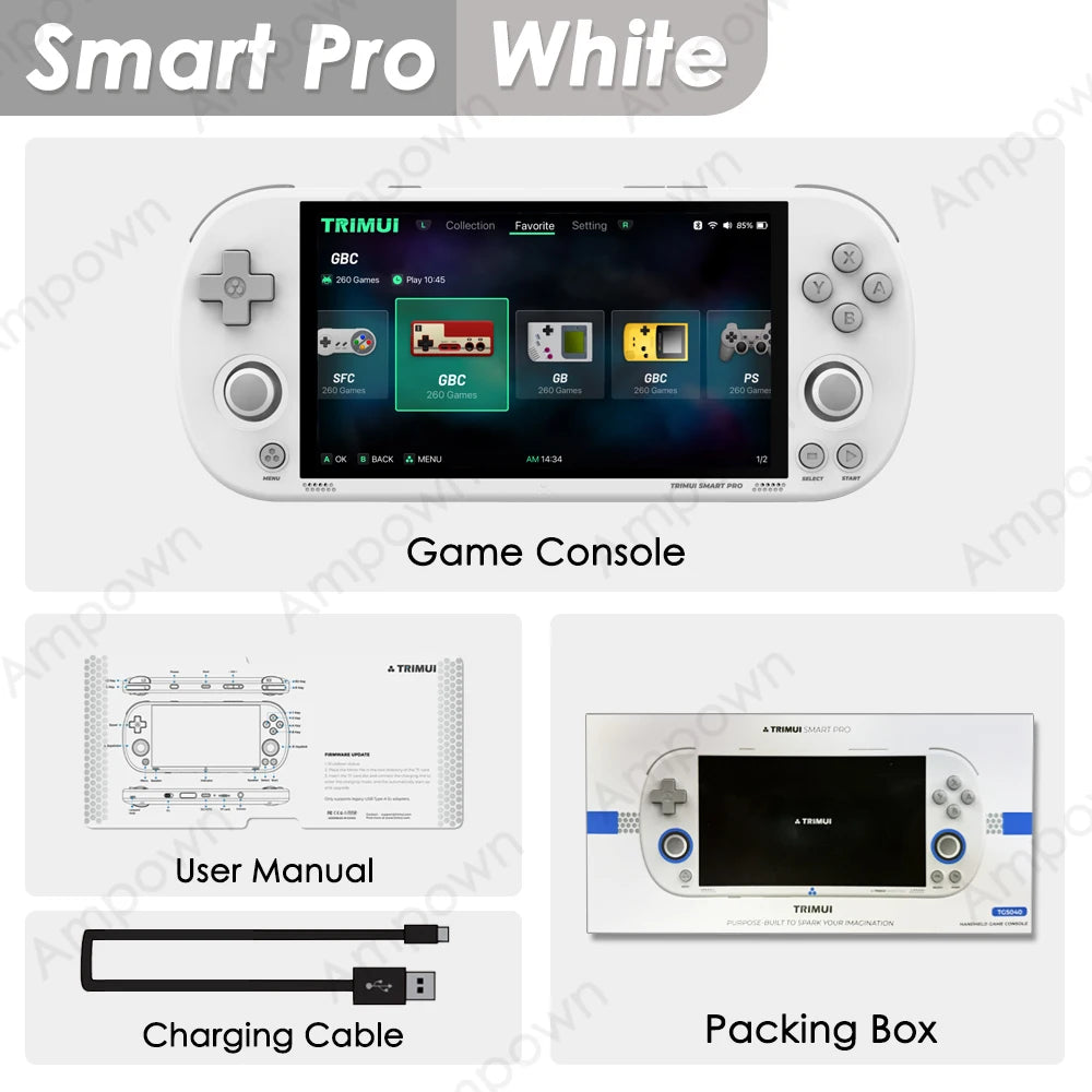 Trimui Smart Pro Handheld Game Console 4.96''IPS Screen Linux System Joystick RGB Lighting Smartpro Retro Video Game Player Gift HHFMpro