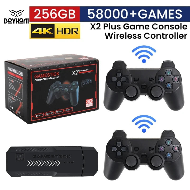 BOYHOM X2 Plus 256G 58000 Game 4K Game player 3D HD Retro Video Game Console Wireless Controller TV 50 Emulator For Kids Gifts HHFMpro