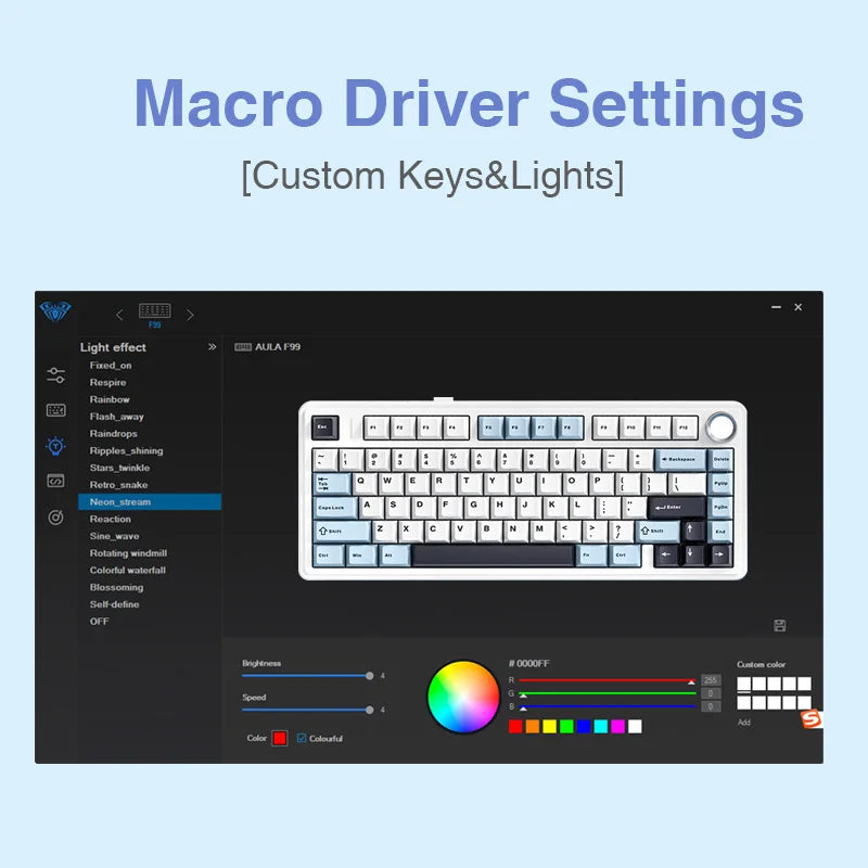 AULA F75 2.4G Wireless/Bluetooth/Wired Gaming Mechanical Keyboard RGB Customized 75% Layout OEM Profile Gasket Structure HHFMpro