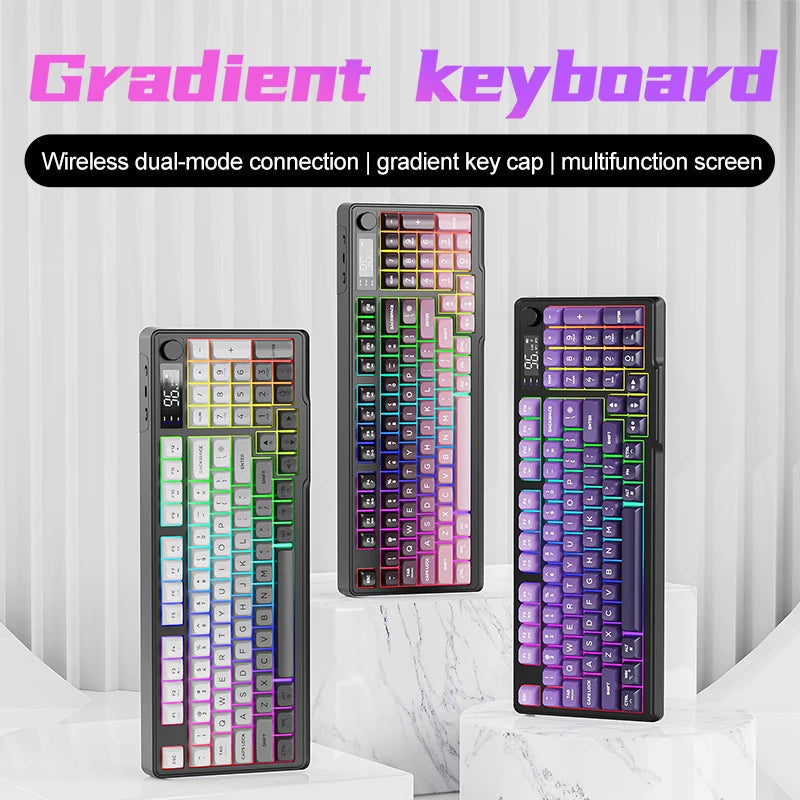 M96 Bluetooth Keyboard Wireless FREEWOLF Screen Gaming Keyboard,Electronic Screen, Multi-Device Connection,Ergonomics Gaming HHFMpro