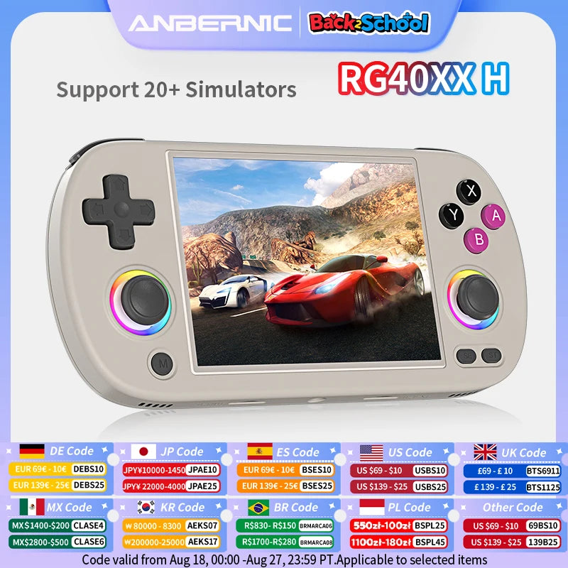 ANBERNIC RG40XX H Handheld Game Console Linux 64-bit System 4.0 inch IPS 3200mAh Retro Video Gaming Console 64G 5000+ Games Gift HHFMpro