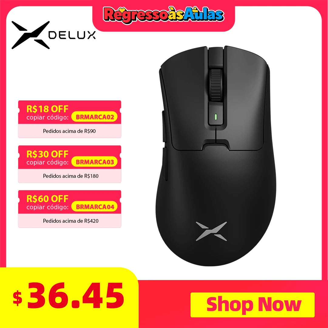 Delux M900PRO Wireless Gaming Mouse Ergonomic 8K Polling Rate PAW3395 63g Magnetic RGB Charging Dock for Right Big Hand PC Gamer HHFMpro