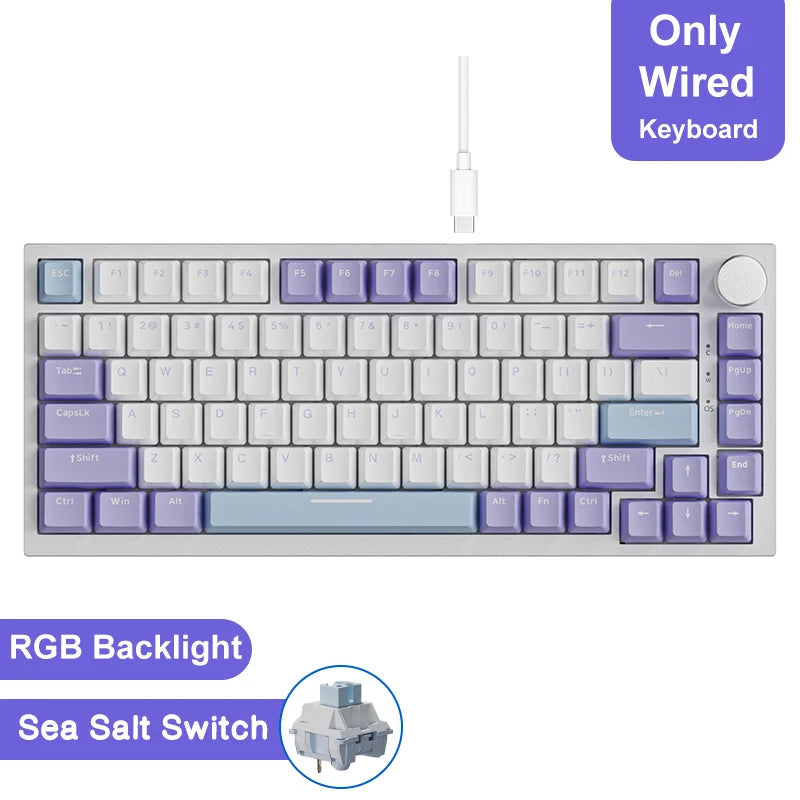 Ajazz AK820/AK820Pro Gaming Mechanical Keyboard Bluetooth 5.1/Wireless/C-Wired Customized Keyboard with Knob Hot Swapping Gasket HHFMpro