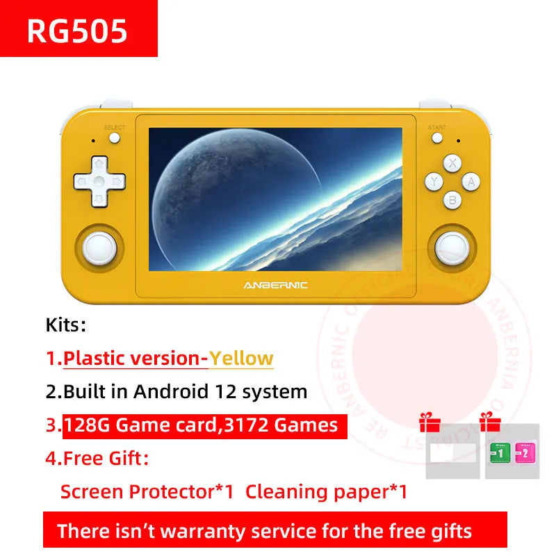 ANBERNIC RG505 Handheld Game Console Android 12 Unisoc Tiger T618 Built-in 128G Pre-Loaded 3172 Games 4.95 Inch OLED Screen HHFMpro