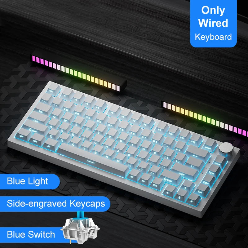 Ajazz AK820/AK820Pro Gaming Mechanical Keyboard Bluetooth 5.1/Wireless/C-Wired Customized Keyboard with Knob Hot Swapping Gasket HHFMpro