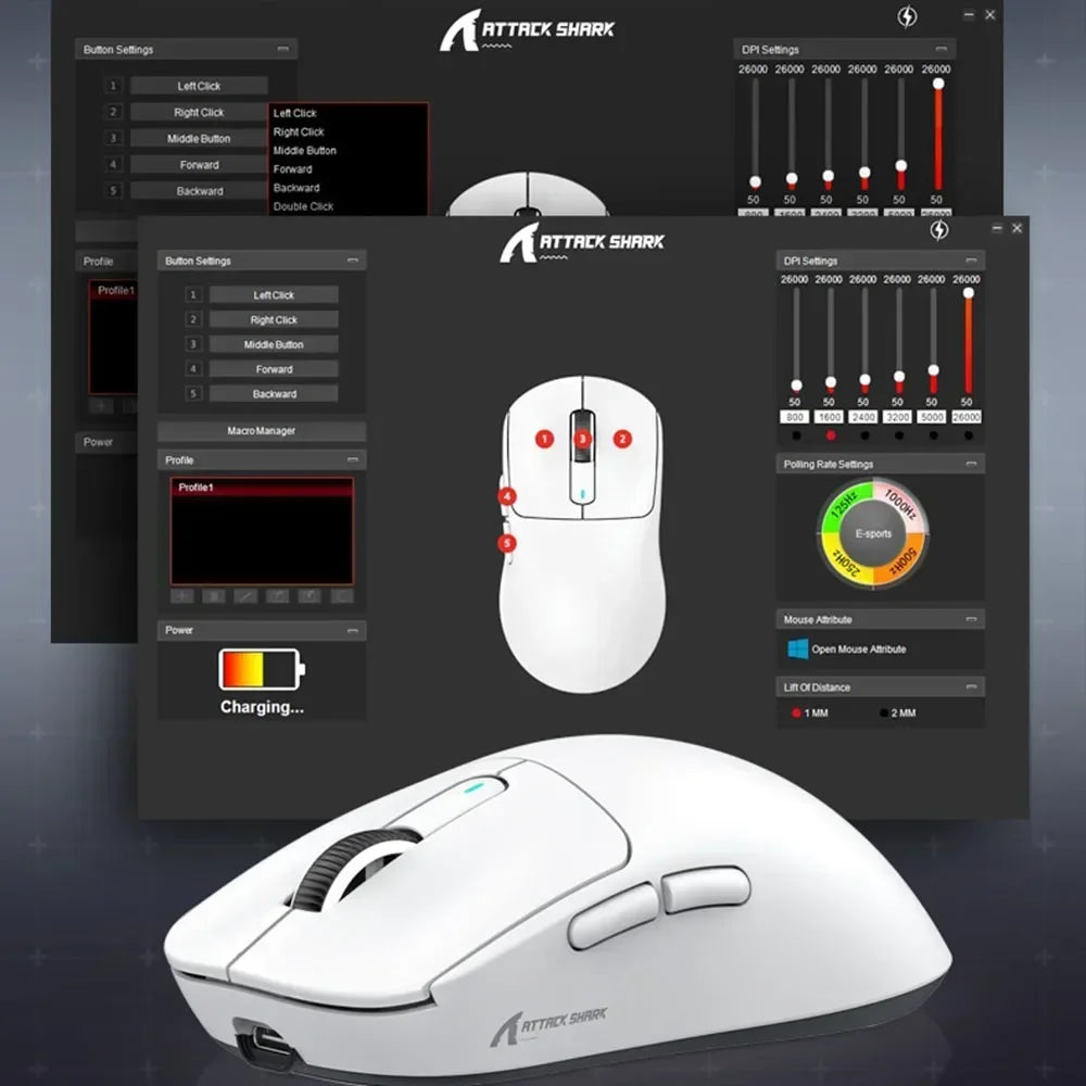 Attack Shark X3 Bluetooth Mouse,PixArt PAW3395,26000dpi,2.4g Wireless Tri-Mode Connection,Lightweight Macro Gaming Mouse HHFMpro