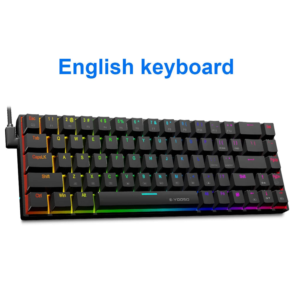 E-YOOSO Z686 RGB USB 60% Mini slim Mechanical Gaming Wired Keyboard Red Switch 68 Keys Gamer for Compute PC Laptop HHFMpro