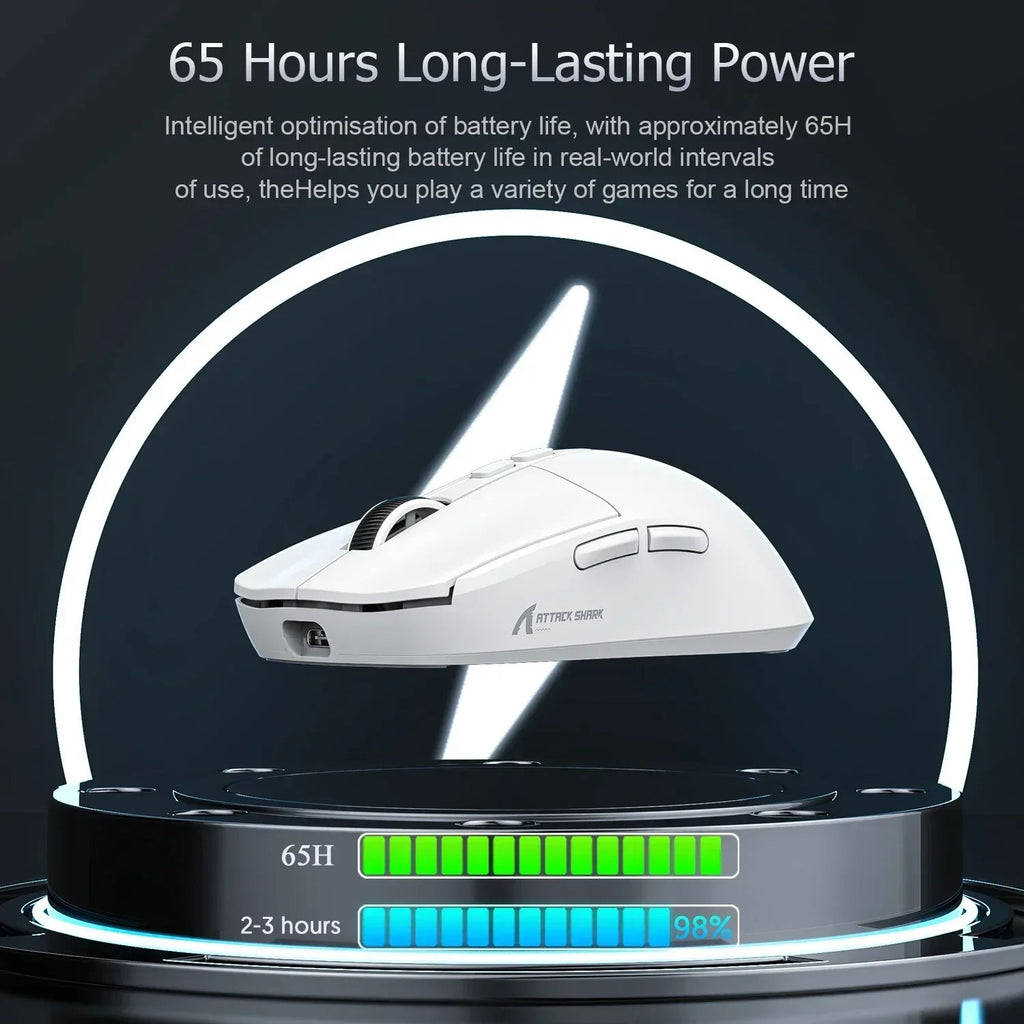 Attack shark X6 Bluetooth Mouse,PAW3395,2.4 Tri-Mode Connection, RGB Touch Magnetic Charging Base, Macro Gaming Mouse HHFMpro
