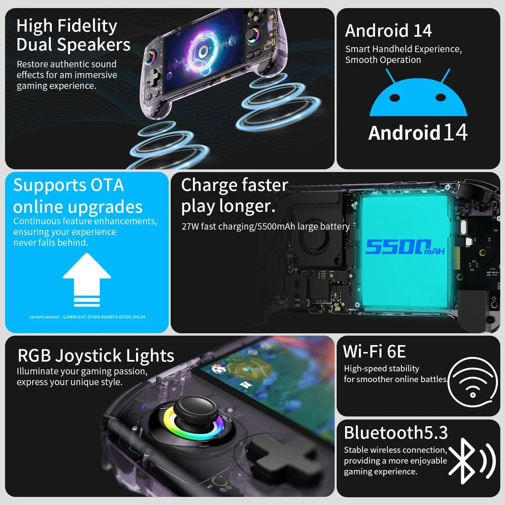 Anbernic RG557 Retro Handheld Game Console 5.48" AMOLED Dimensity 8300 Android Video Gaming Player Supports RixelHK 1080p Output HHFMpro