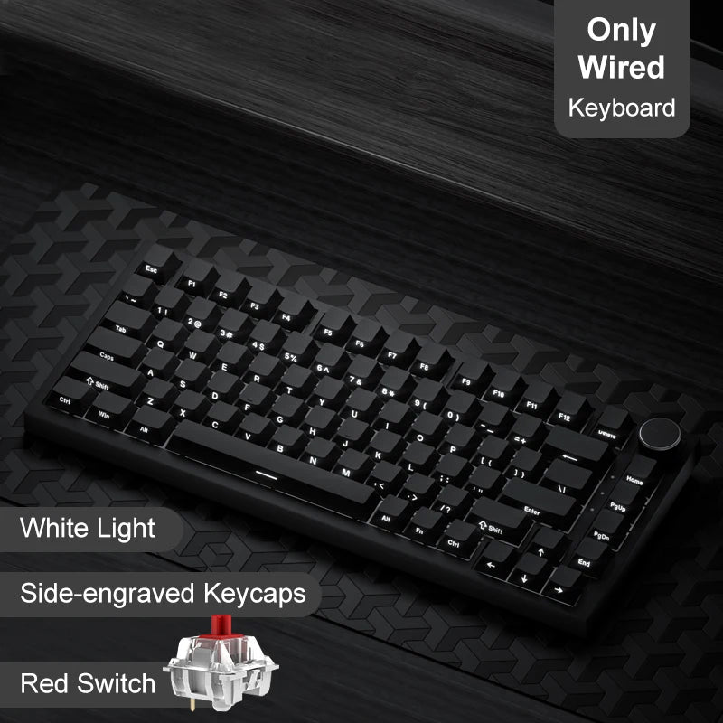 Ajazz AK820/AK820Pro Gaming Mechanical Keyboard Bluetooth 5.1/Wireless/C-Wired Customized Keyboard with Knob Hot Swapping Gasket HHFMpro