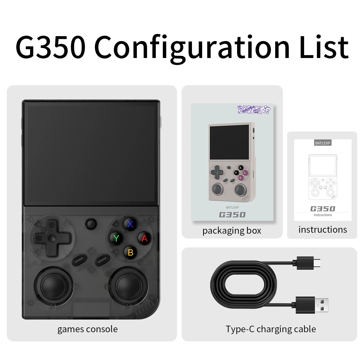 BATLEXP G350 Retro Handheld Game Console Linux 64-bit System 3.5" IPS Screen RK3326 Portable Pocket Video Player 64GB 4000 Games HHFMpro