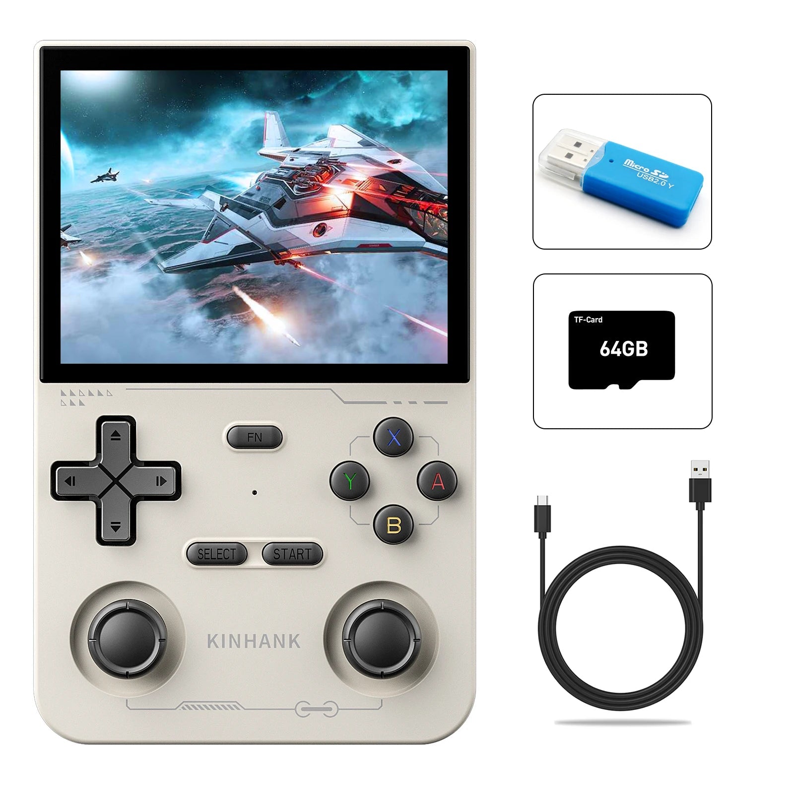 KINHANK Open Source K36 Retro Handheld Video Game Console 16000 Games Emulator for PS1/PSP/DC/N64/SS 500nit 3.5 Inch IPS Screen HHFMpro
