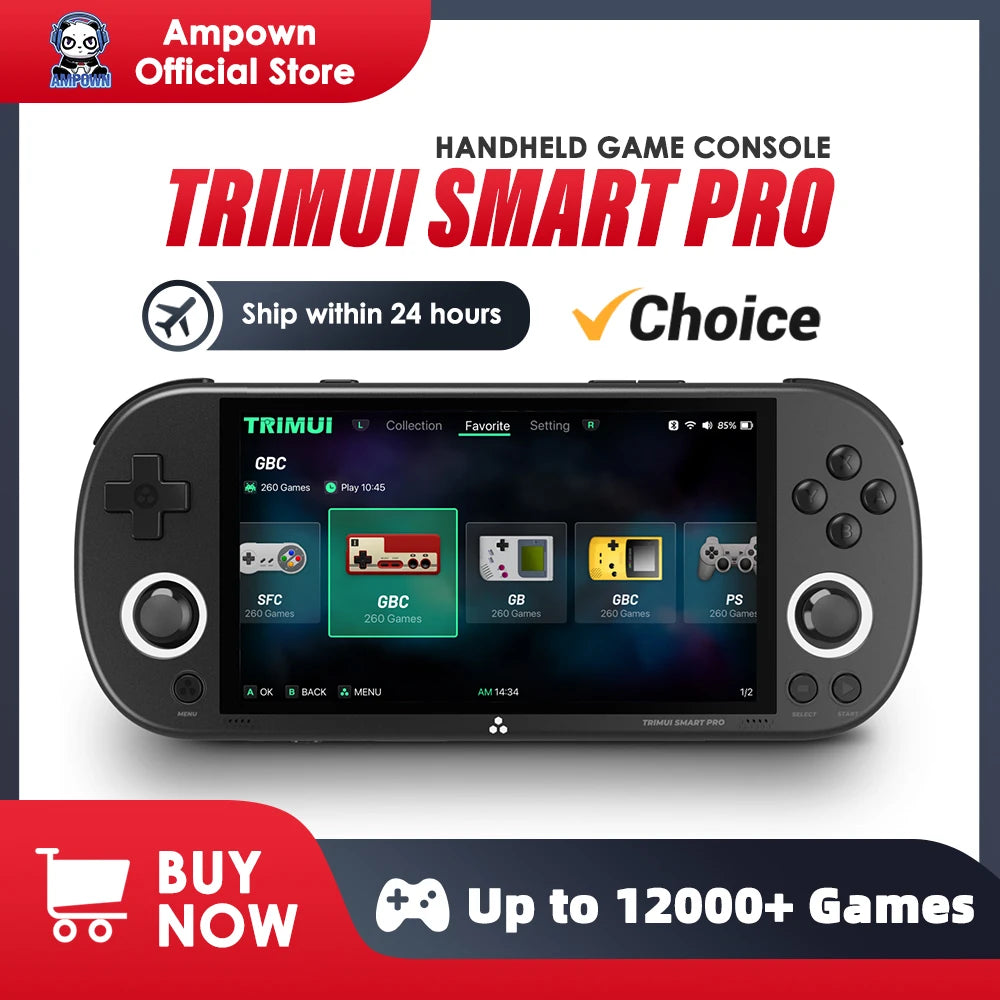 Trimui Smart Pro Handheld Game Console 4.96''IPS Screen Linux System Joystick RGB Lighting Smartpro Retro Video Game Player Gift HHFMpro