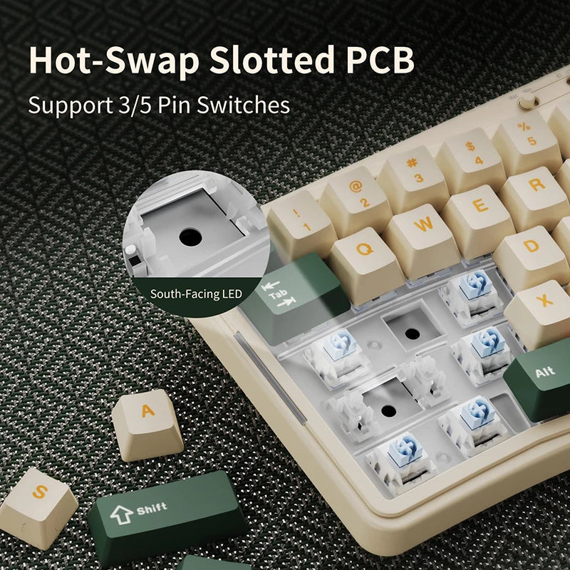 NEW Ajazz AK35I V3 MAX Tri-mode Wired Bluetooth Wireless Gaming Keyboard Gasket Full Key Hot Swap 104 Keys Customized Keyboard HHFMpro