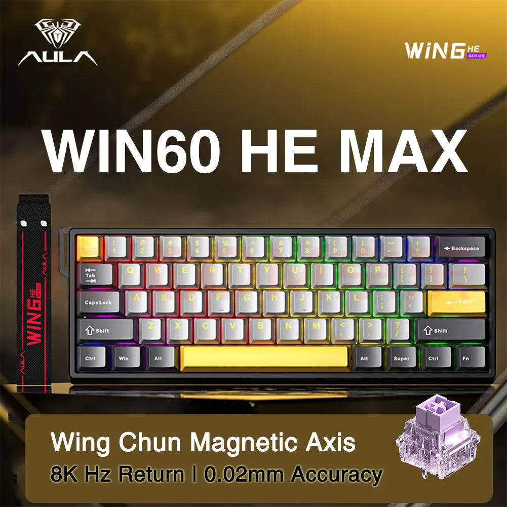 AULA WIN60 WIN68 HE Esports Magnetic Switch Keyboard Rapid Trigger 8K Return RGB Hotswap 60% 68% Custom Game Keyboard HHFMpro